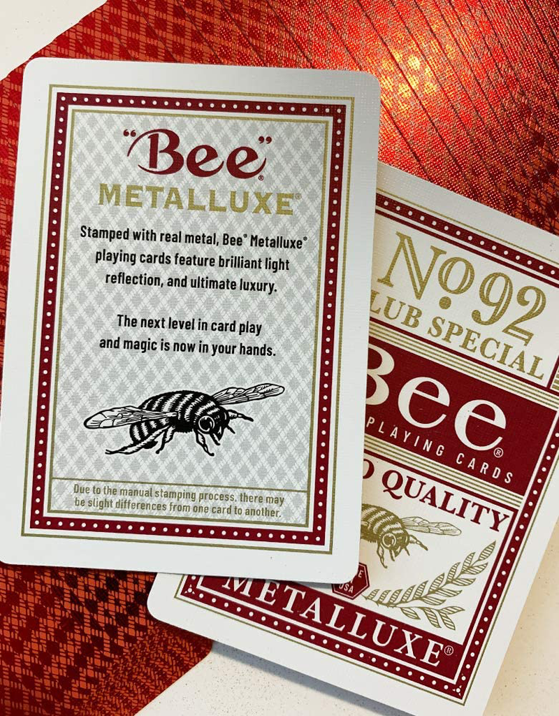 Bee Metalluxe Playing Cards - Red Foil Diamond Back, Standard Index