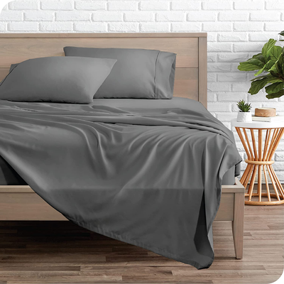 Bare Home Split California King Sheet Set - 1800 Ultra-Soft Microfiber Split California King Bed Sheets - Double Brushed - Split Cal King Sheets Set - Deep Pocket - Bed Sheets (Split Cal King, Grey)