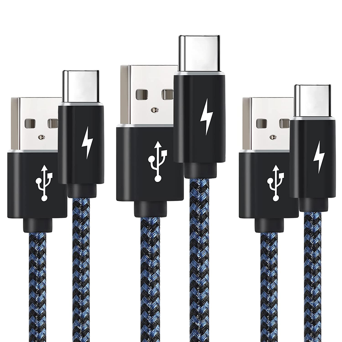 3 Pack [3+3+6.6Ft] USB C Cable, Type C Cable Fast Charger Leads USB-C Charging Cable Compatible with Samsung Galaxy S10 /S9+ /S9 /S8 /S8+,Note 9/8,Huawei P30 /P20 /Mate20 /P10,Oneplus