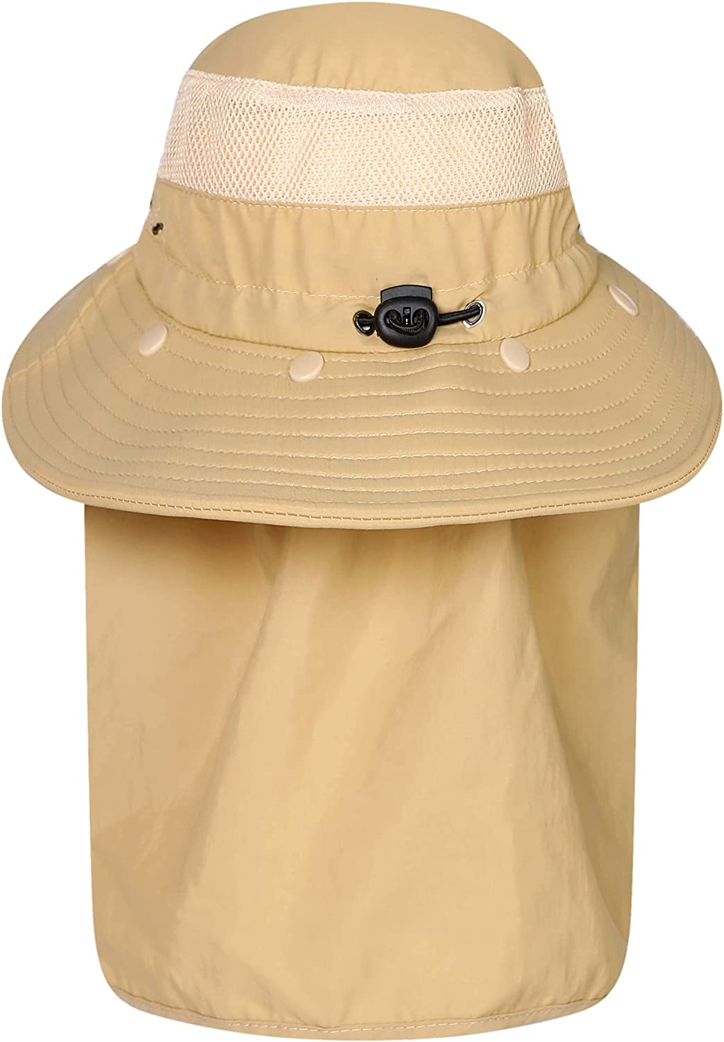 Yr.Lover Fishing Outdoor Sun Hat with Removable Neck Face Flap, UPF 50+ UV Sun Protection Bucket Cap, Mesh Boonie Hat