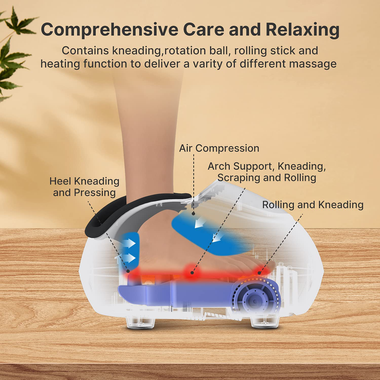 RENPHO Foot Massager Machine with Heat,Shiatsu Deep Kneading, Multi-Level Settings, Delivers Relief for Tired Muscles and Plantar Fasciitis, Fits Feet up to Men Size 12, Christmas Gifts