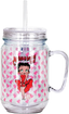 Betty Boop Brains Mason Jar, 16 ounces, Red