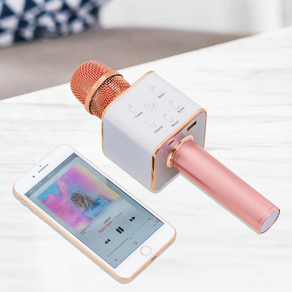 Funky Rico Wireless Bluetooth Karaoke Microphone System with Speaker and Power Bank Phone Charger | Portable Handheld for Party Christmas Birthday | Android/Iphone/Pc or All Smartphones
