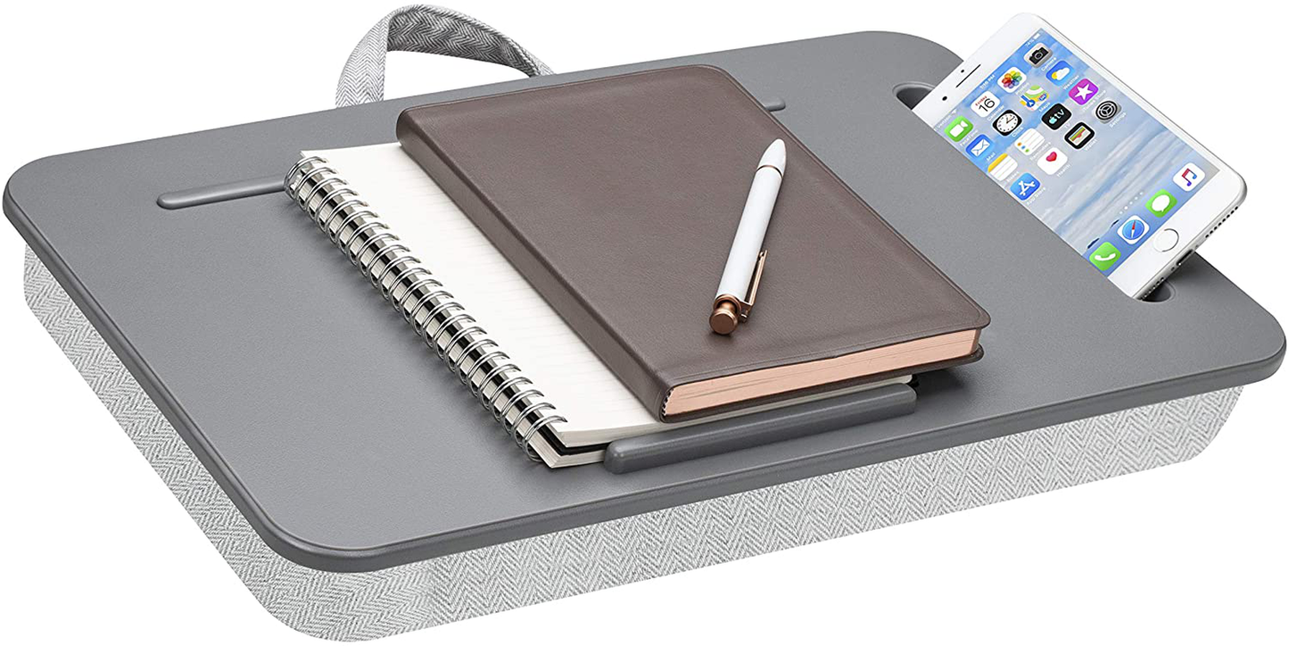 Lap Desk with Device Ledge and Phone Holder Fits up to 15.6 Inch Laptops