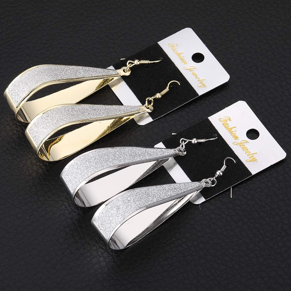 Silver Crystal Scrub Water Drop Hook Dangle Earrings Fashion Women Party (Gold)