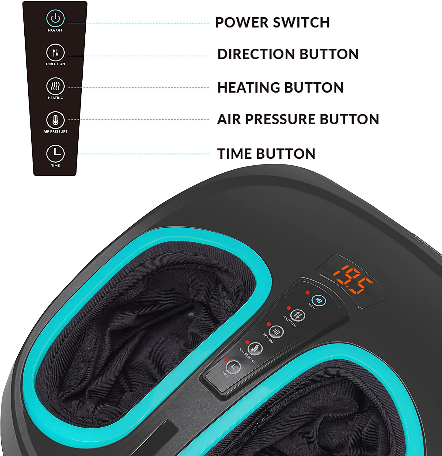 Shiatsu Foot Massager Machine with Heat - Electric Deep Kneading Heated Foot Massage Air Compression - Circulation, Legs, Plantar Fasciitis, Neuropathy Pain Therapy Spa Feet Massager Stocking Stuffers