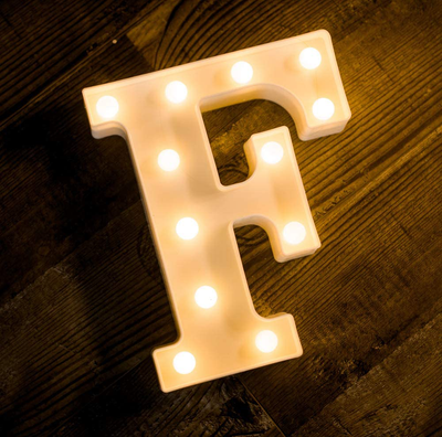 Foaky LED Letter Lights Sign Light Up Letters Sign for Night Light Wedding/Birthday Party Battery Powered Christmas Lamp Home Bar Decoration(F)