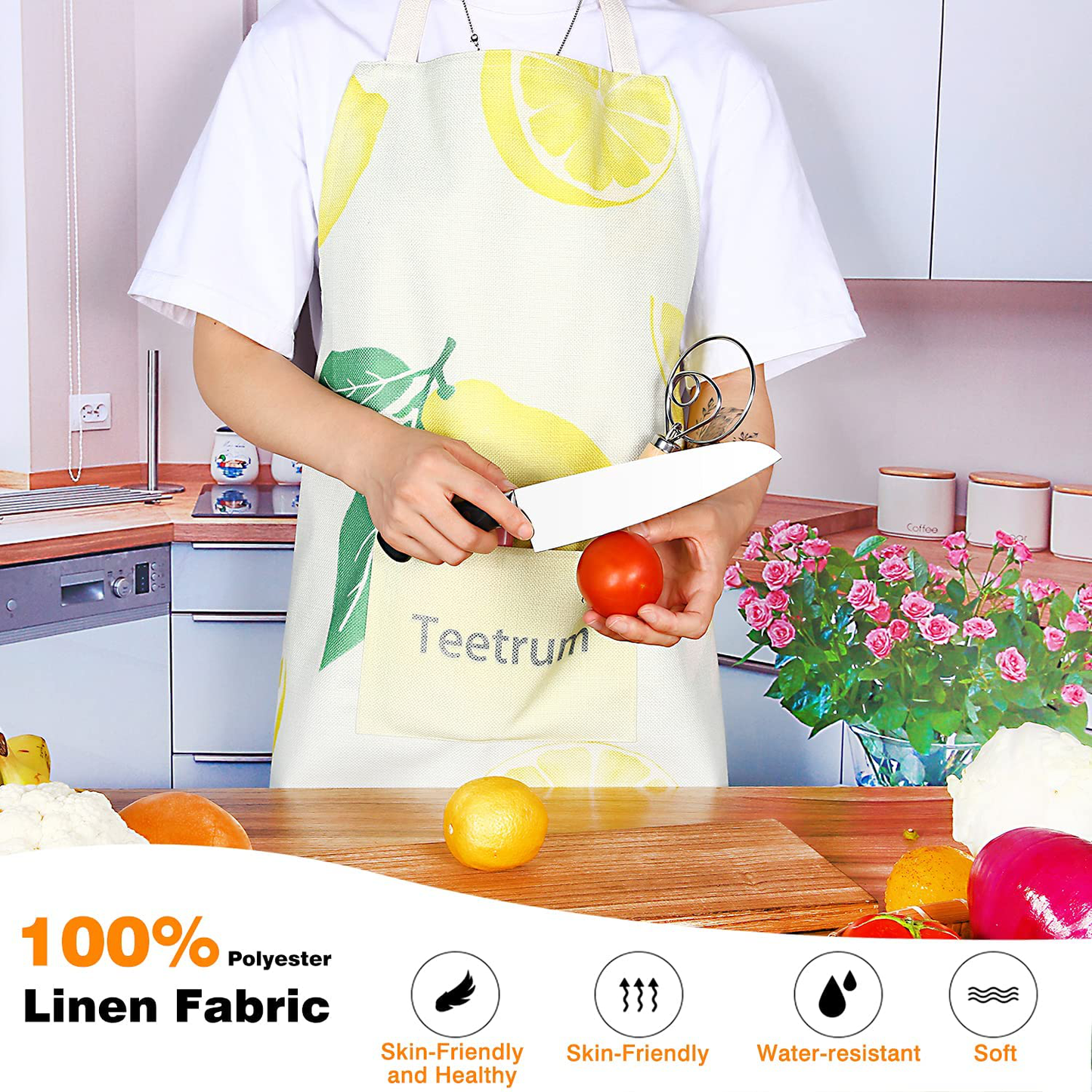 Cute Cooking Aprons with Pockets for Women Men Chef Adults Waterproof Kitchen Bib Apron for Baking Work Shop