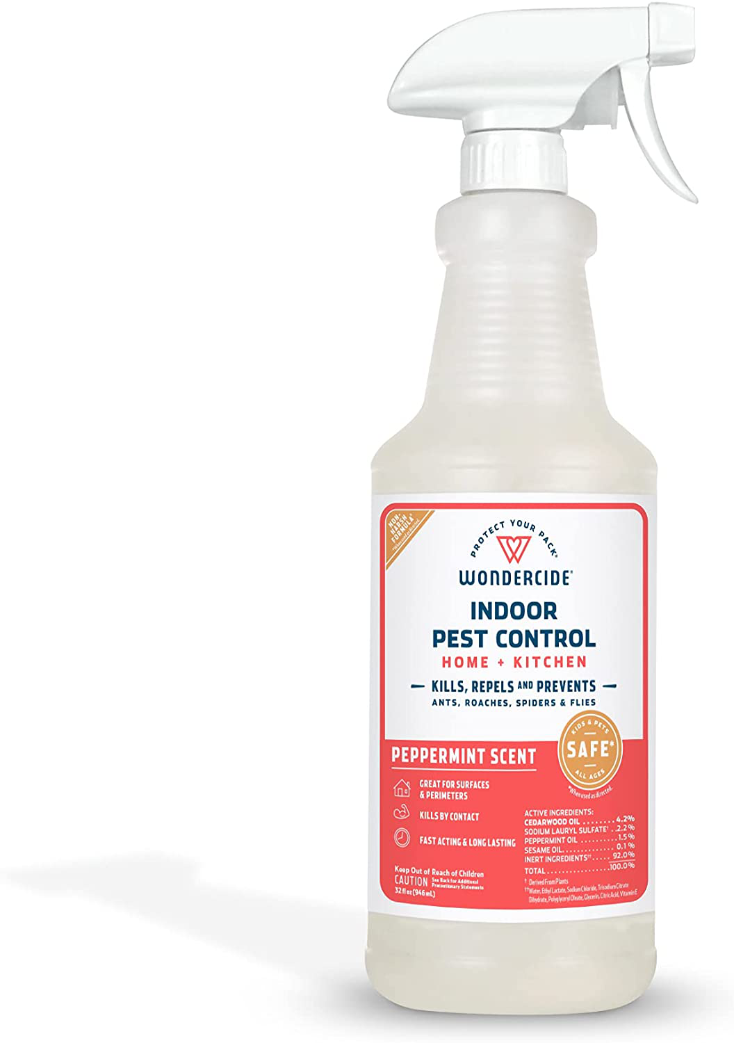 Wondercide Natural Products - Indoor Pest Control Spray for Home and Kitchen - Fly, Ant, Spider, Roach, Flea, Bug Killer and Insect Repellent - Eco-Friendly, Pet and Family Safe — 32 oz Peppermint