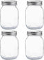 Glass Regular Mouth Mason Jars, 16 oz Clear Glass Jars with Silver Metal Lids for Sealing, Canning Jars for Food Storage, Overnight Oats, Dry Food, Snacks, Candies, DIY Projects (4PACK)