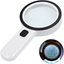 Magnifying Glass with Light, 30X Handheld Large Magnifying Glass 12 LED Illuminated Lighted Magnifier for Macular Degeneration, Seniors Reading, Soldering, Inspection, Coins, Jewelry, Exploring(White)