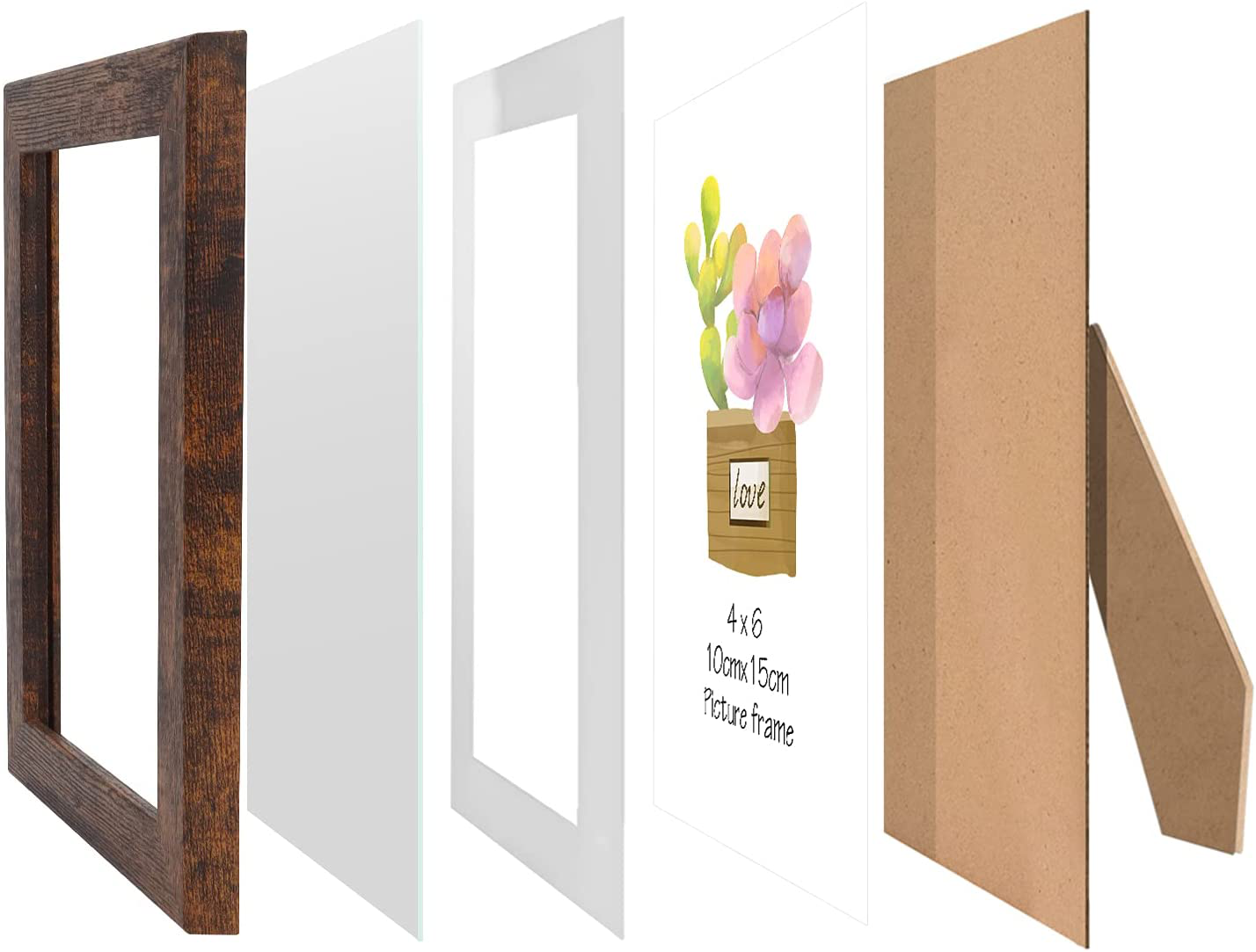 SPEPLA 8x10 picture frames set of 4, Wooden Rustic Picture Frame for Wall or Tabletop, Brown