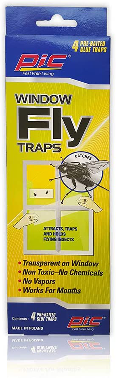 PIC Window Fly Trap, 4 Count Box, 3 Pack - 12 Traps Total