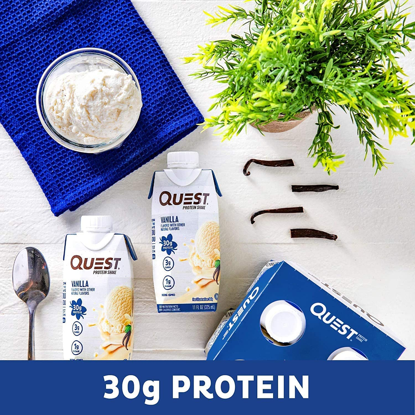 Quest Nutrition Vanilla Protein Shake, High Protein, Low Carb, Gluten Free, Keto Friendly, 12Count