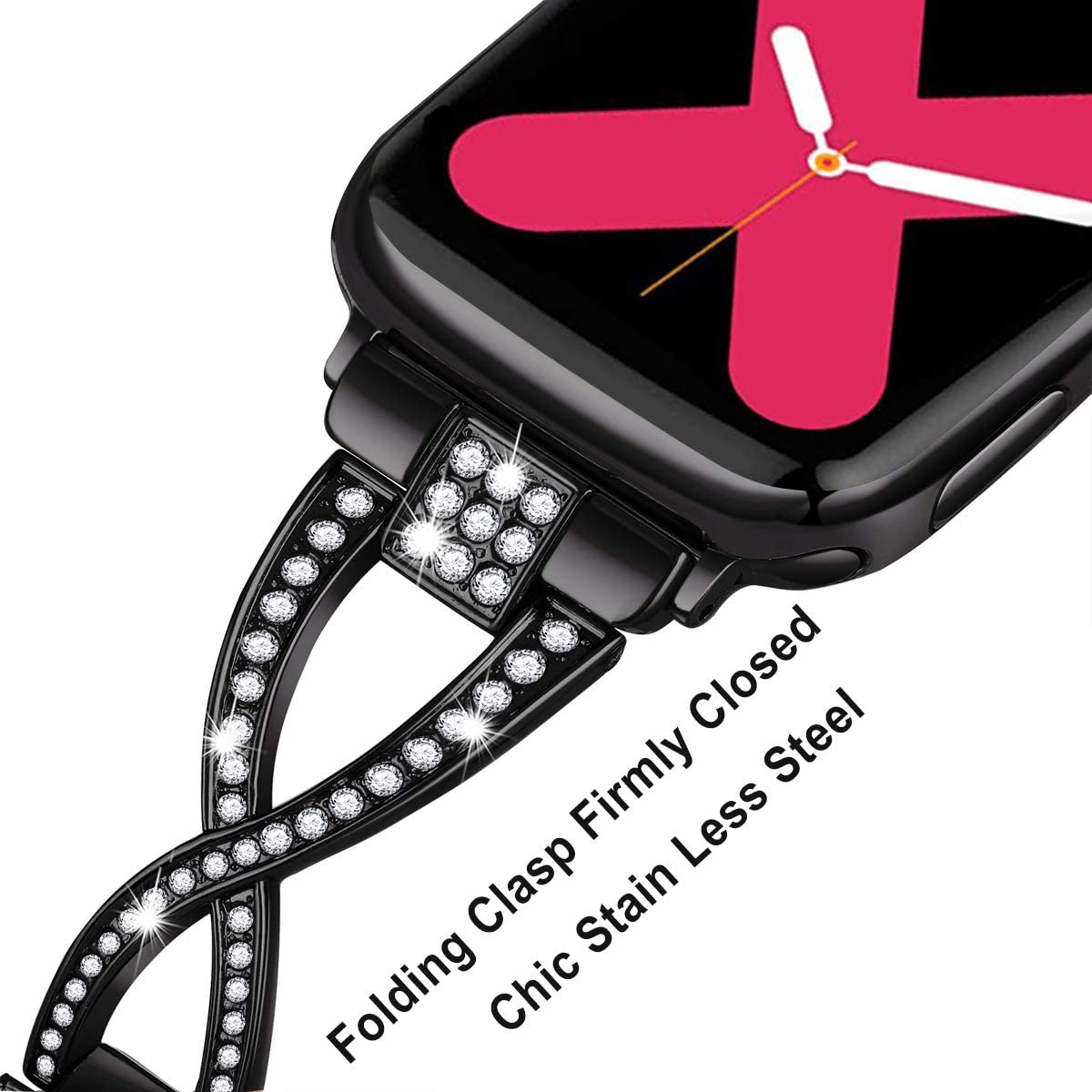 JFdragon Watch Bands Compatible with Apple Watch 38mm 40mm 42mm 44mm SE Series 6 5 4 3 2 1 Women Jewelry Metal Strap with Bling Diamond Replacement Bracelet