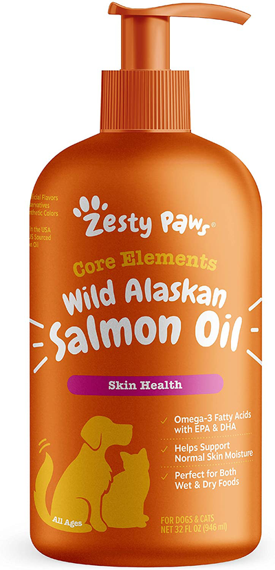 Zesty Paws Pure Wild Alaskan Salmon Oil for Dogs and Cats Supports Joint Function Immune Heart Health Omega 3 Liquid Food Supplement