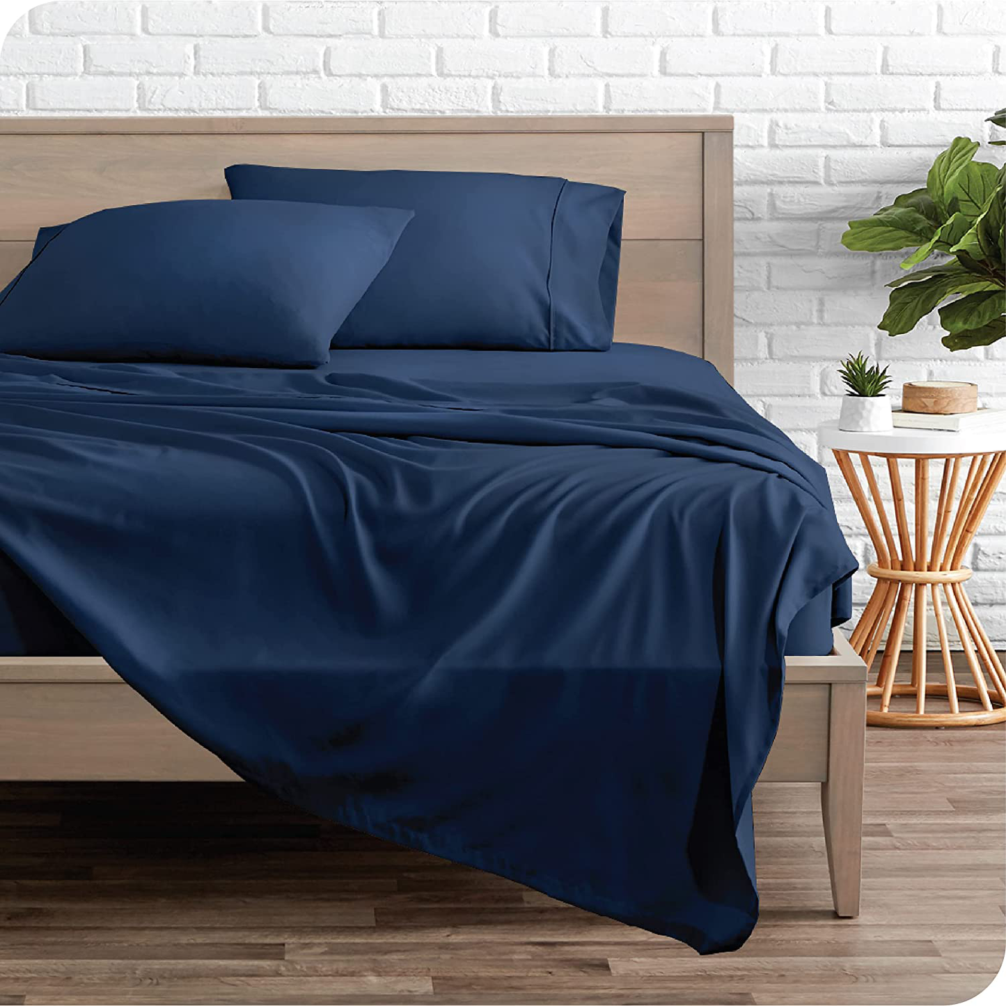 Bare Home Twin Sheet Set - 1800 Ultra-Soft Microfiber Twin Bed Sheets - Double Brushed - Twin Sheets Set - Deep Pocket - Bedding Sheets & Pillowcases (Twin, Dark Blue)