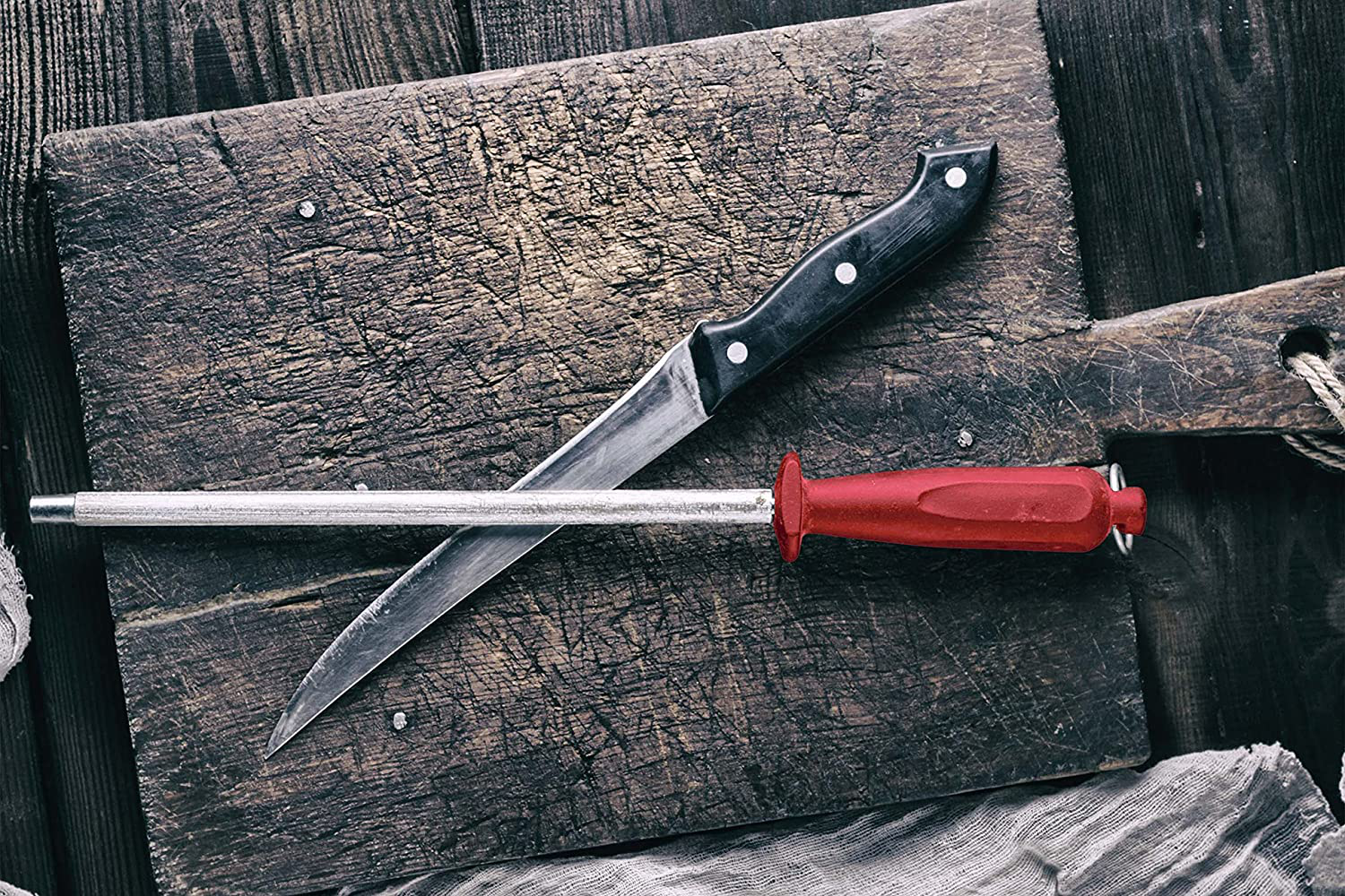 10 Inch Sharpening Steel, Professional Carbon Steel Knife Sharpener