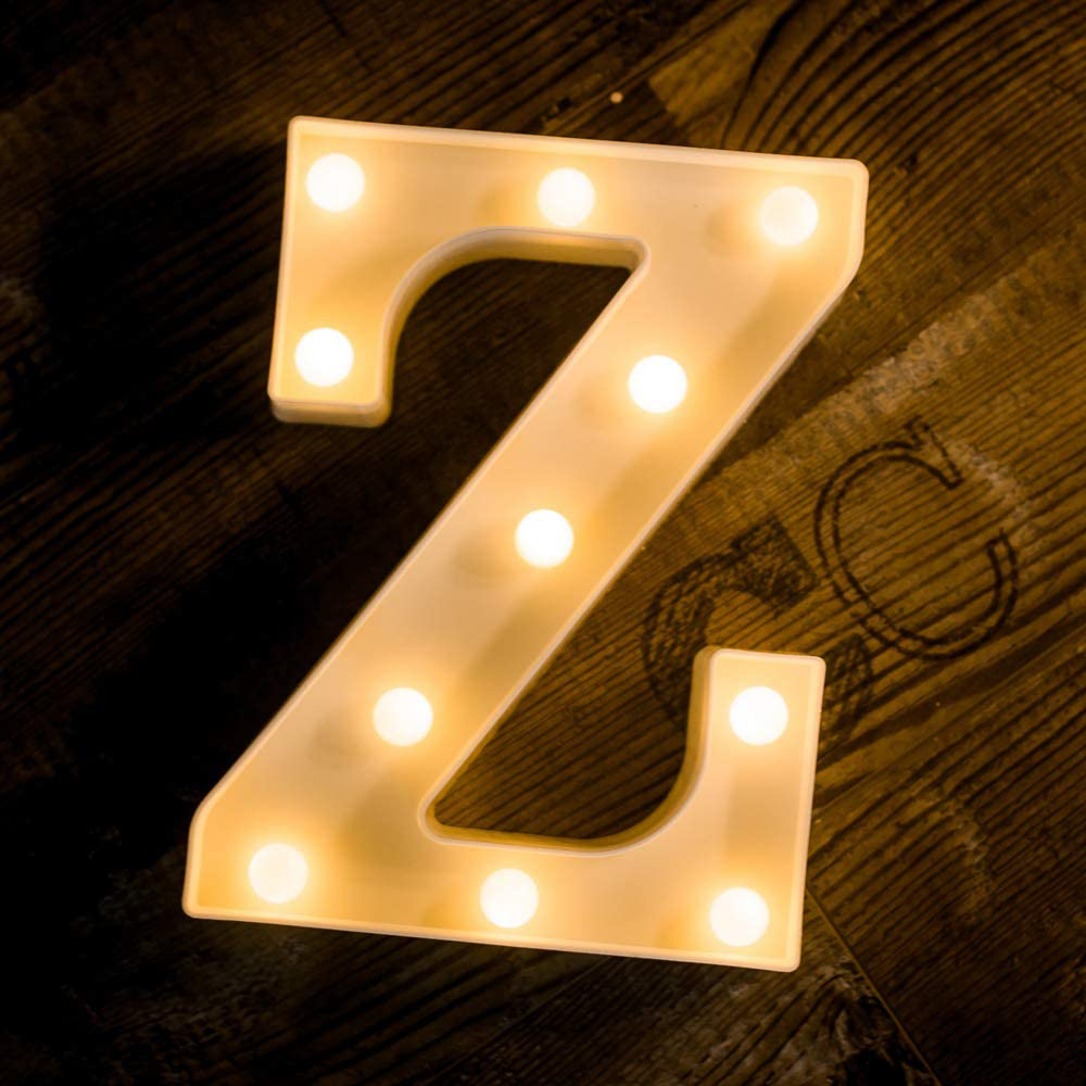 Foaky LED Letter Lights Sign Light Up Letters Sign for Night Light Wedding/Birthday Party Battery Powered Christmas Lamp Home Bar Decoration(Z)