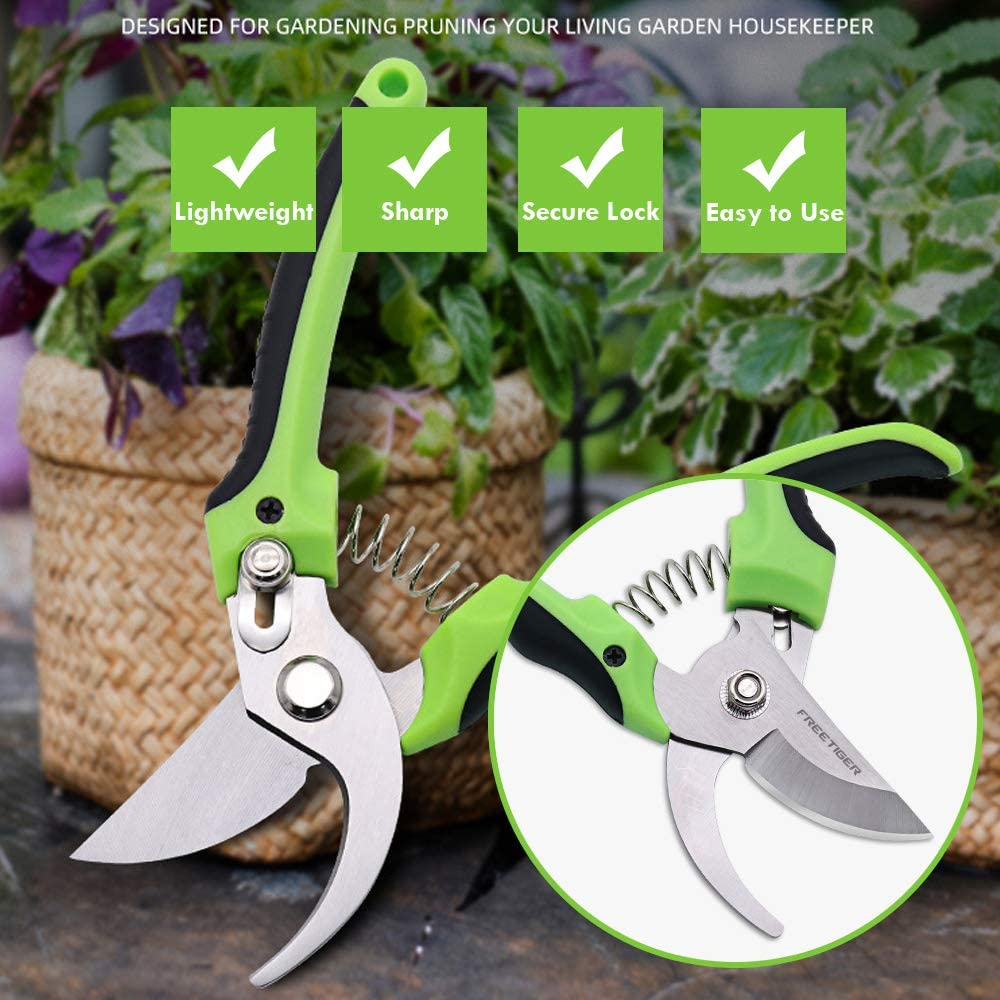 5 Pack Garden Pruners Hand Pruning Shears Gardening Tools Include Tree Trimmers Secateurs,Flower Scissors,Heavy Duty Hand Pruner and Soil Gloves, Bonsai Scissors Clippers Set Kit for Gardening
