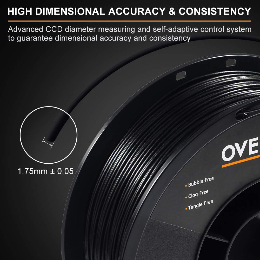 OVERTURE PETG Filament 1.75mm with 3D Build Surface 200 x 200 mm 3D Printer Consumables, 1kg Spool (2.2lbs), Dimensional Accuracy +/- 0.05 mm, Fit Most FDM Printer