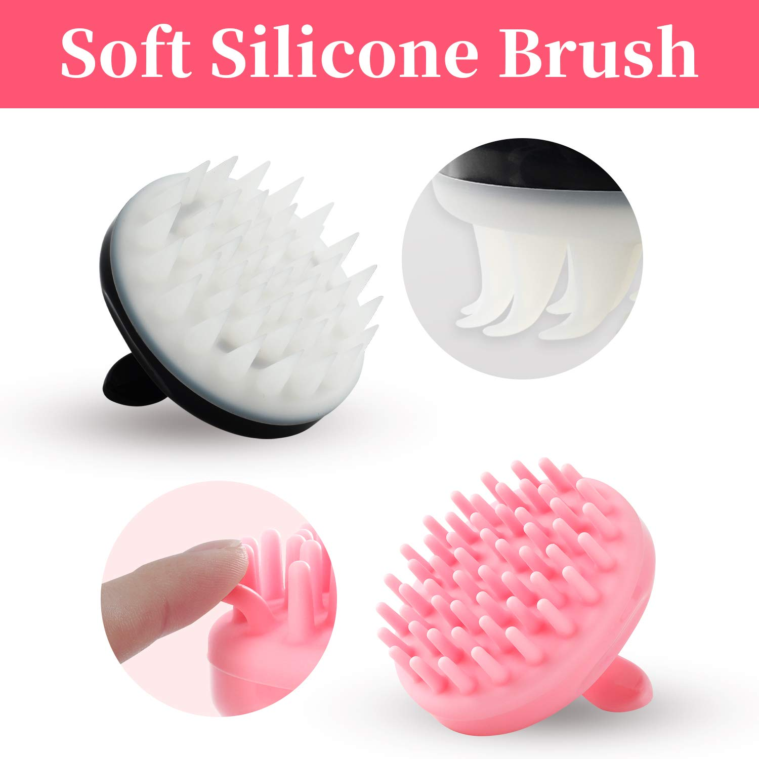 2 Pack Hair Scalp Massager Shampoo Brush, Handheld Scalp Care Hair Brush with Soft Silicone, Shower Scalp Massager, Comfortable Head Scrubber for All Hair Types.