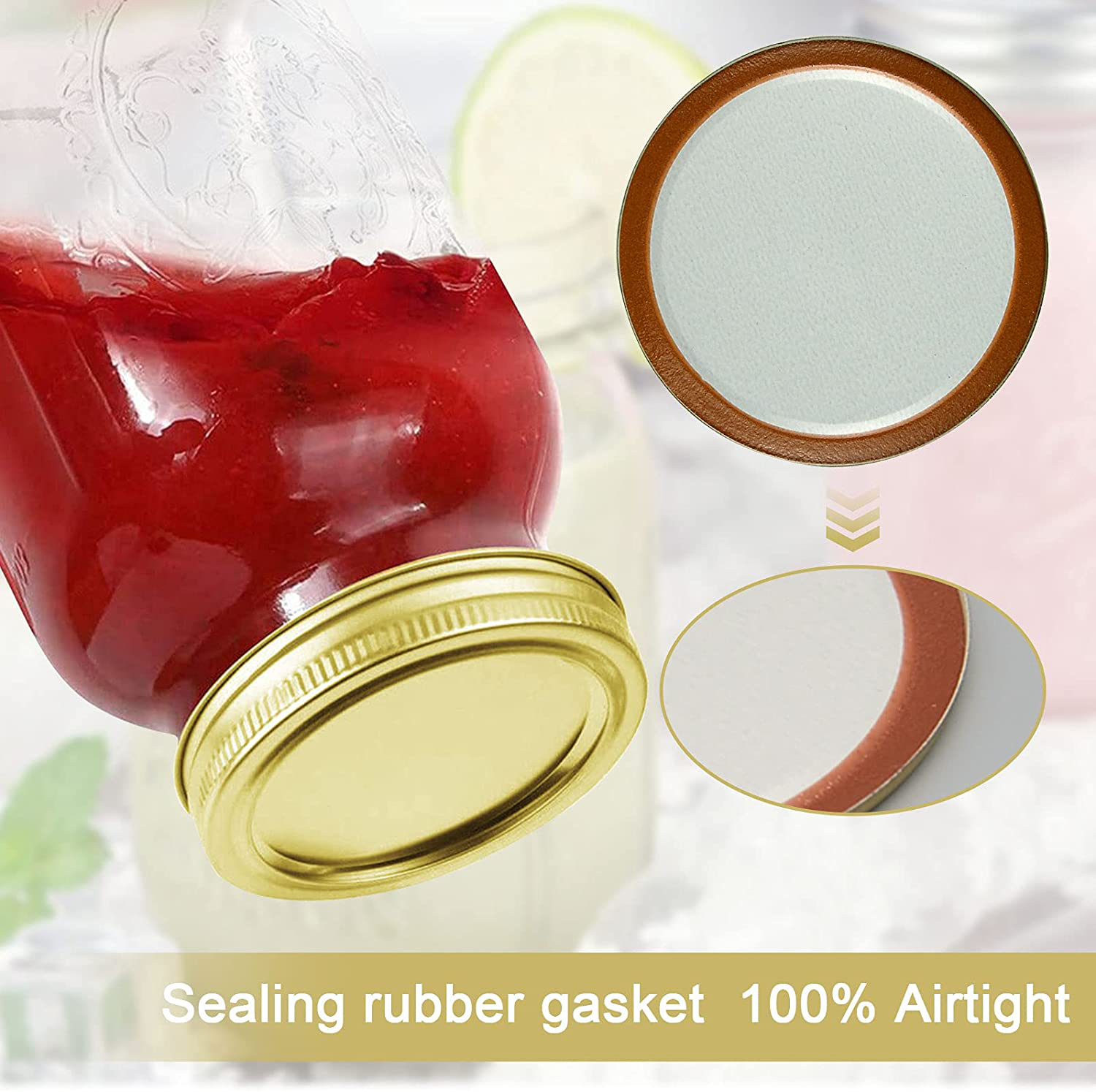 50-Count Canning Jar Lids Wide Mouth for Mason Jar, Leakproof Canning Lids for Ball and Kerr Jars,Split-Type Rustproof Metal Jar Lids for Wide Mouth Jars（86mm,Golden） (50)
