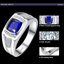 Men'S Engagement Ring 925 Sterling Silver Princess Cut Created Blue Sapphire Pave CZ Wedding Band Size 6-13