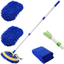 2 in 1 Microfiber Car Wash Mop Mitt with 45" Aluminum Alloy Long Handle,Chenille Car Cleaning Kit Brush Duster with Scratch Free for Washing Car/Truck/RV,2 Mop Head and 1 Towels and Air Vent Duster