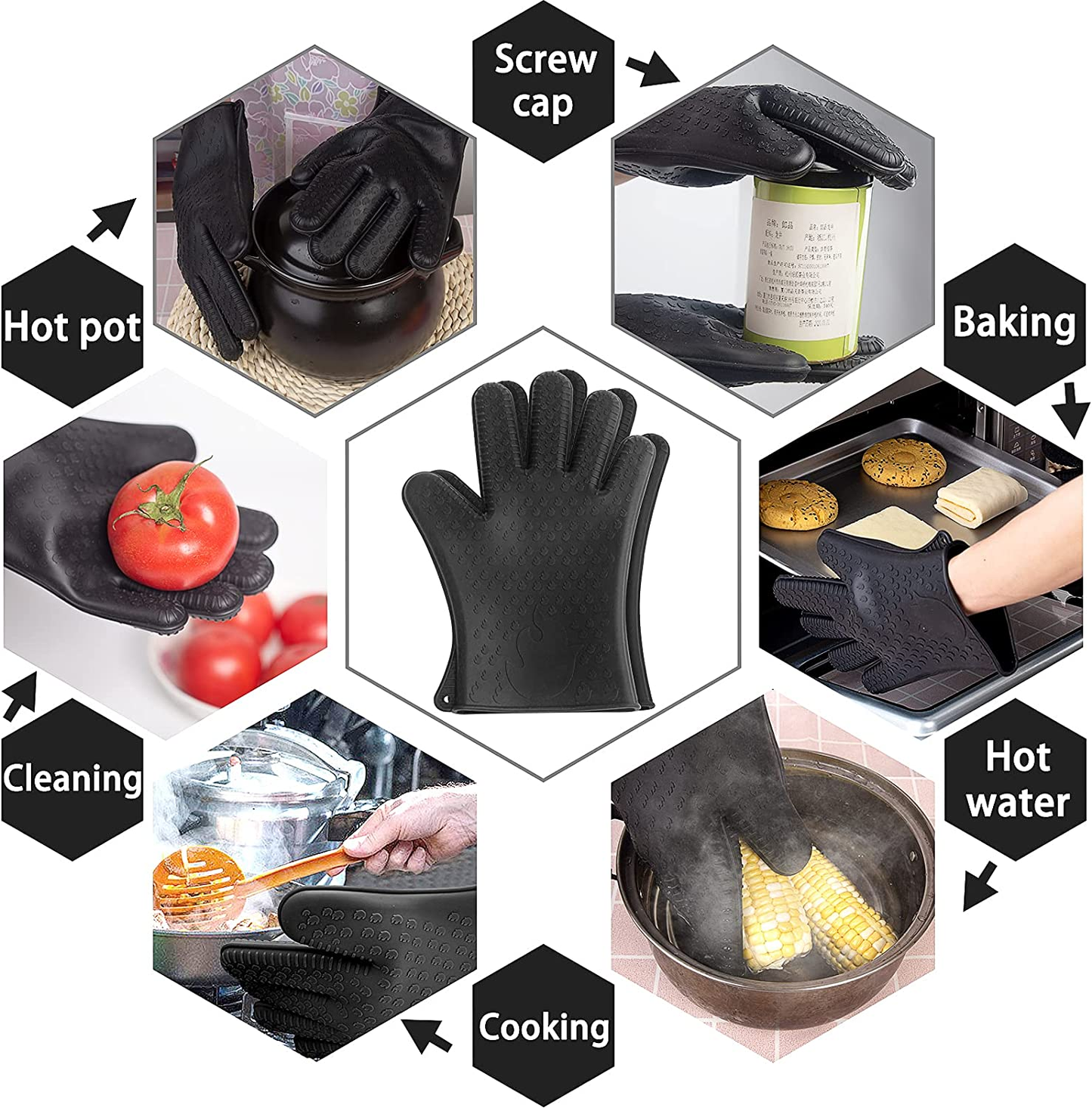 B.B.Q Silicone Smoker Oven Gloves-Bbq Grill Accessories,Extreme Heat Resistant ,Food Grade Kitchen Oven Mitts /Non-Slip Silicone Surface