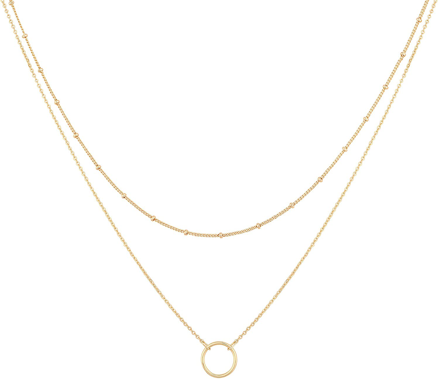 MEVECCO Layered Heart Necklace Pendant Handmade 18K Gold Plated Dainty Gold Choker Arrow Bar Layering Long Necklace for Women