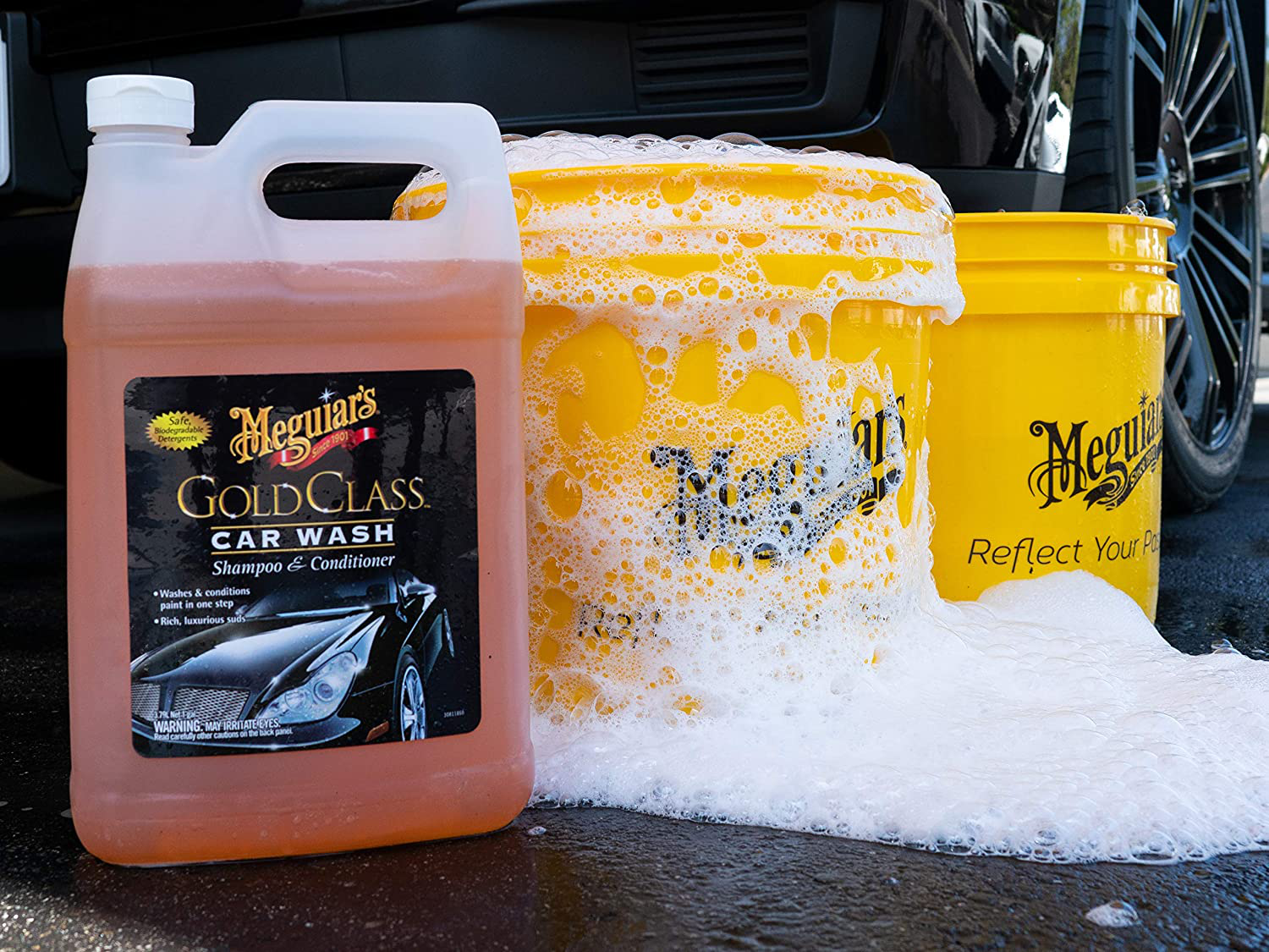 Meguiar's VBUCKET3.5GAL Yellow Bucket – Make Car Washing Easy With Bright Bucket for Water and Suds – 3.5 gal