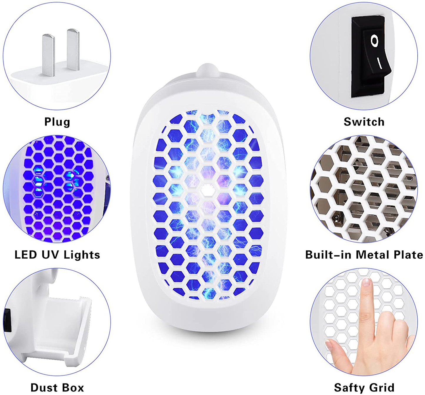 Benooa Bug Zapper with Blue Lights Fly Trap Electronic Insect Killer for Bedroom, Baby Room, Garage 2 Pack