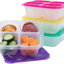 EasyLunchboxes - Bento Snack Boxes - Reusable 4-Compartment Food Containers for School, Work and Travel, Set of 4, Brights