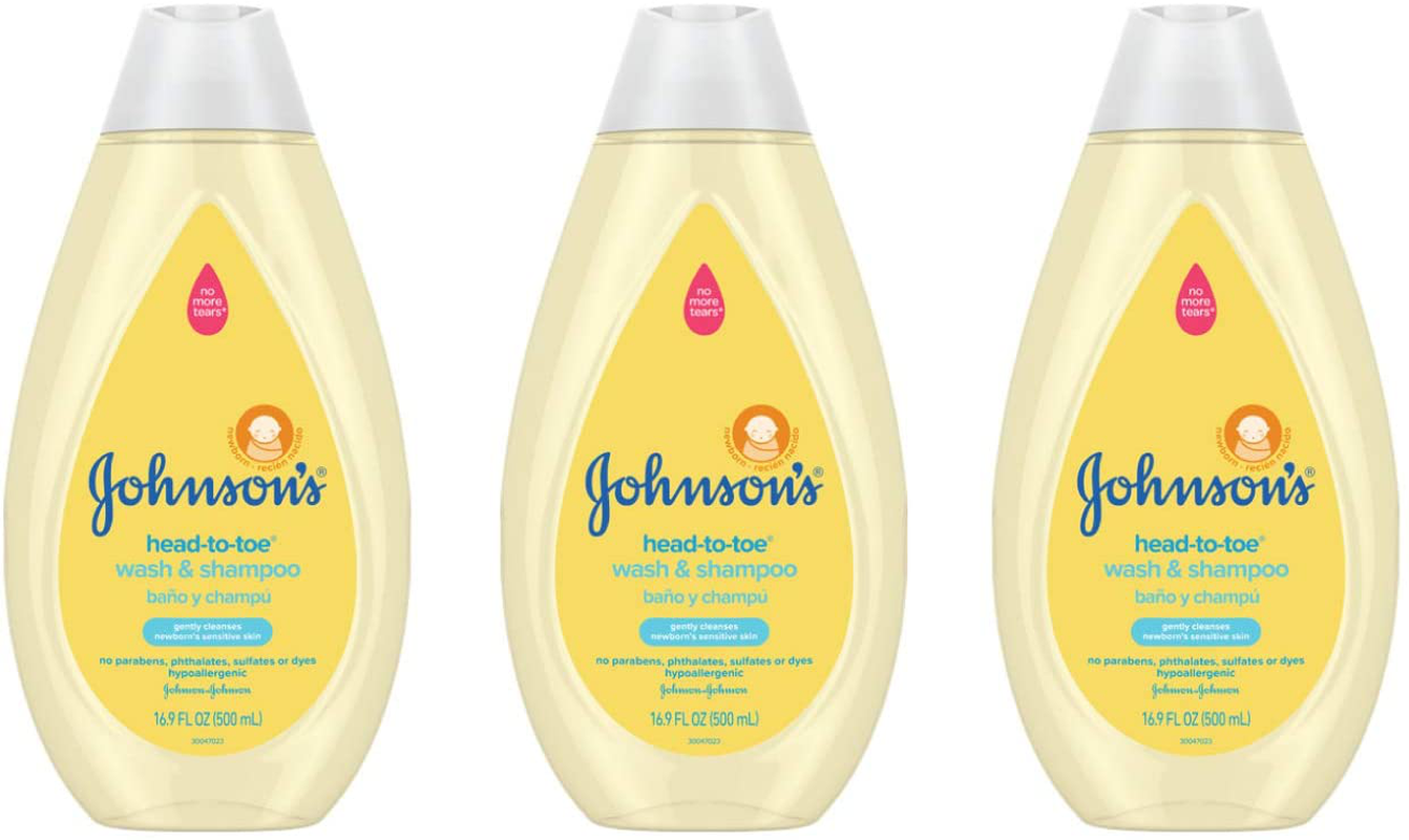 Johnson's Head-To-Toe Gentle Tear-Free Baby & Newborn Wash & Shampoo, Sulfate, Paraben- Phthalate & Dye-Free, Hypoallergenic Wash for Sensitive Skin & Hair