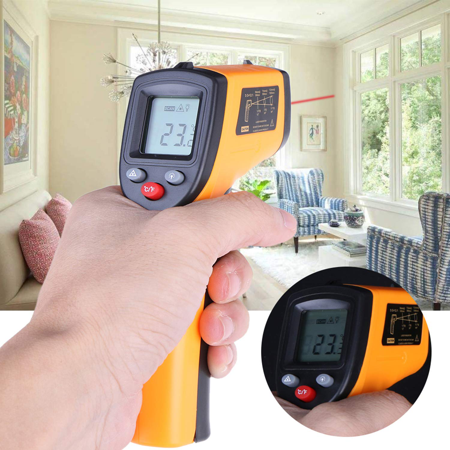 Goolrc Digital Infrared Thermometer Laser Temperature Gun -50-380°C/-58℉-716℉ Non-Contact with Backlight 