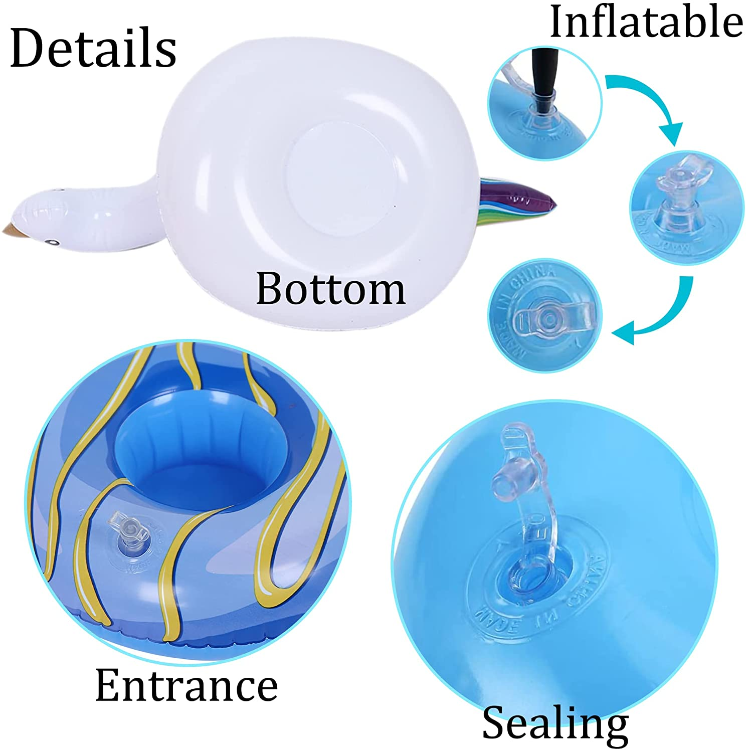 Inflatable Drink Holder 20 Pack Inflatable Cup Holders Drink Floats for Summer Pool Party, Variety Drink Floaties