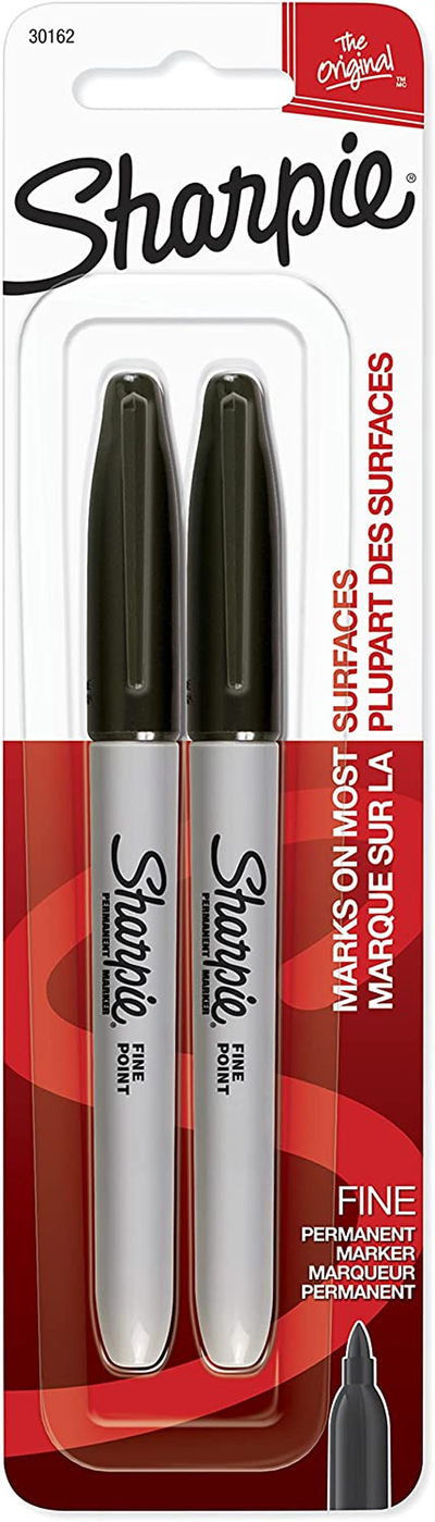 Sharpie 30162PP Permanent Markers, Fine Point, Black, 2 Count