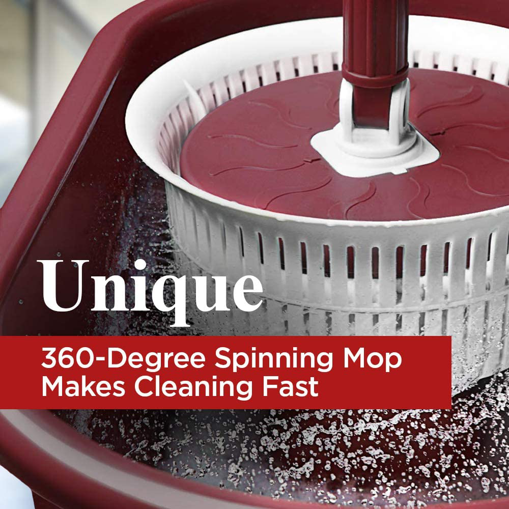 Fuller Brush Spin Mop Bucket System - Easy Wring, 360° Spin - Streak Free Floor Cleaning - 2 Microfiber Mop Heads – Plus Fuller’s Double Strength Oil Soap
