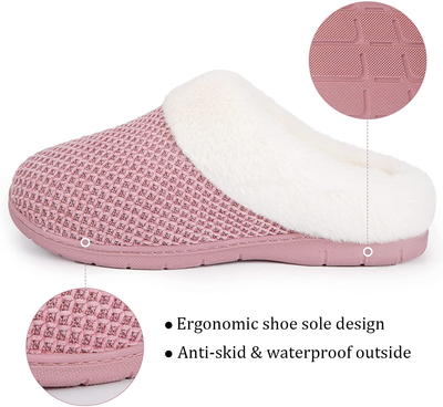 Everfoams Women'S Cozy Chenille Memory Foam Bedroom House Slippers