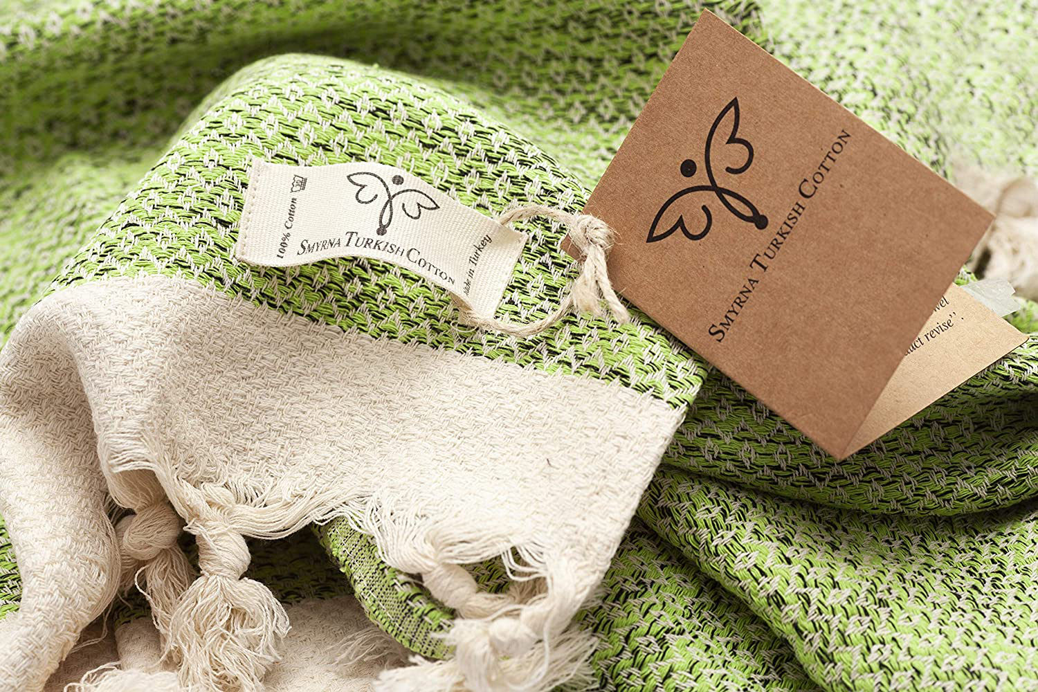 Smyrna Original Turkish Hand Towels | 100% Cotton, Prewashed, 16 x 40 Inches | Decorative Bathroom Peshtemal Towel for Hand, Face, Hair, Gym, Yoga, Tea, Dishcloth, Kitchen and Bath (Green)