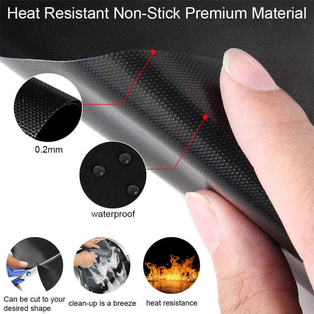 Grill Mats for Outdoor Grill, Dailyart Grill Mats Non Stick Set of 5 BBQ Grill Mat Baking Mats Teflon BBQ Accessories Grill Tools Reusable,Works on Gas, Charcoal, Electric Grill 15.75 X 13-Inch, Black