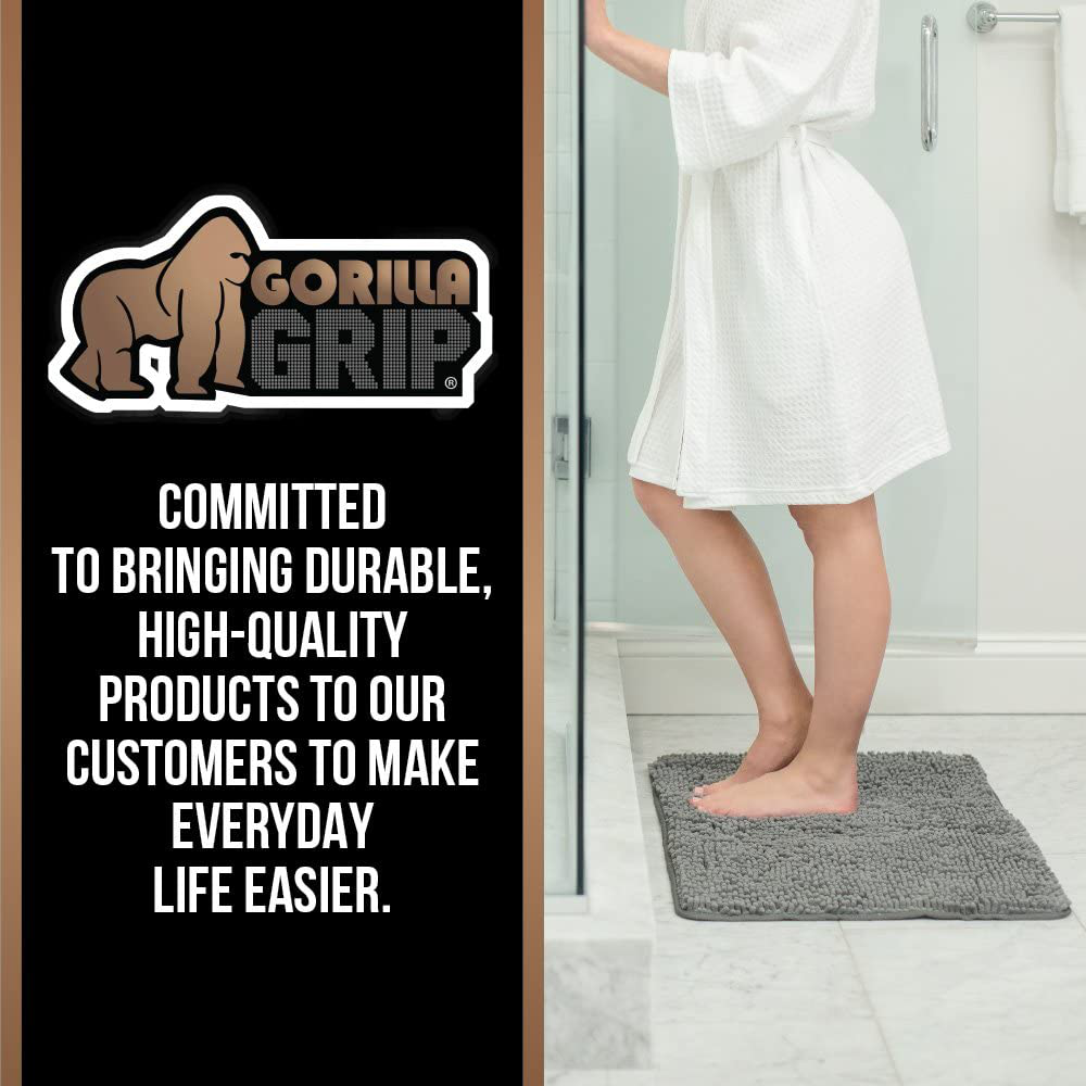 Gorilla Grip Original Luxury Chenille Bathroom Rug Mat, Extra Soft and Absorbent Shaggy Rugs, Machine Washable, Quick Dry Bathmat, Plush Carpet for Tub, Shower and Bath Room Floor Mats