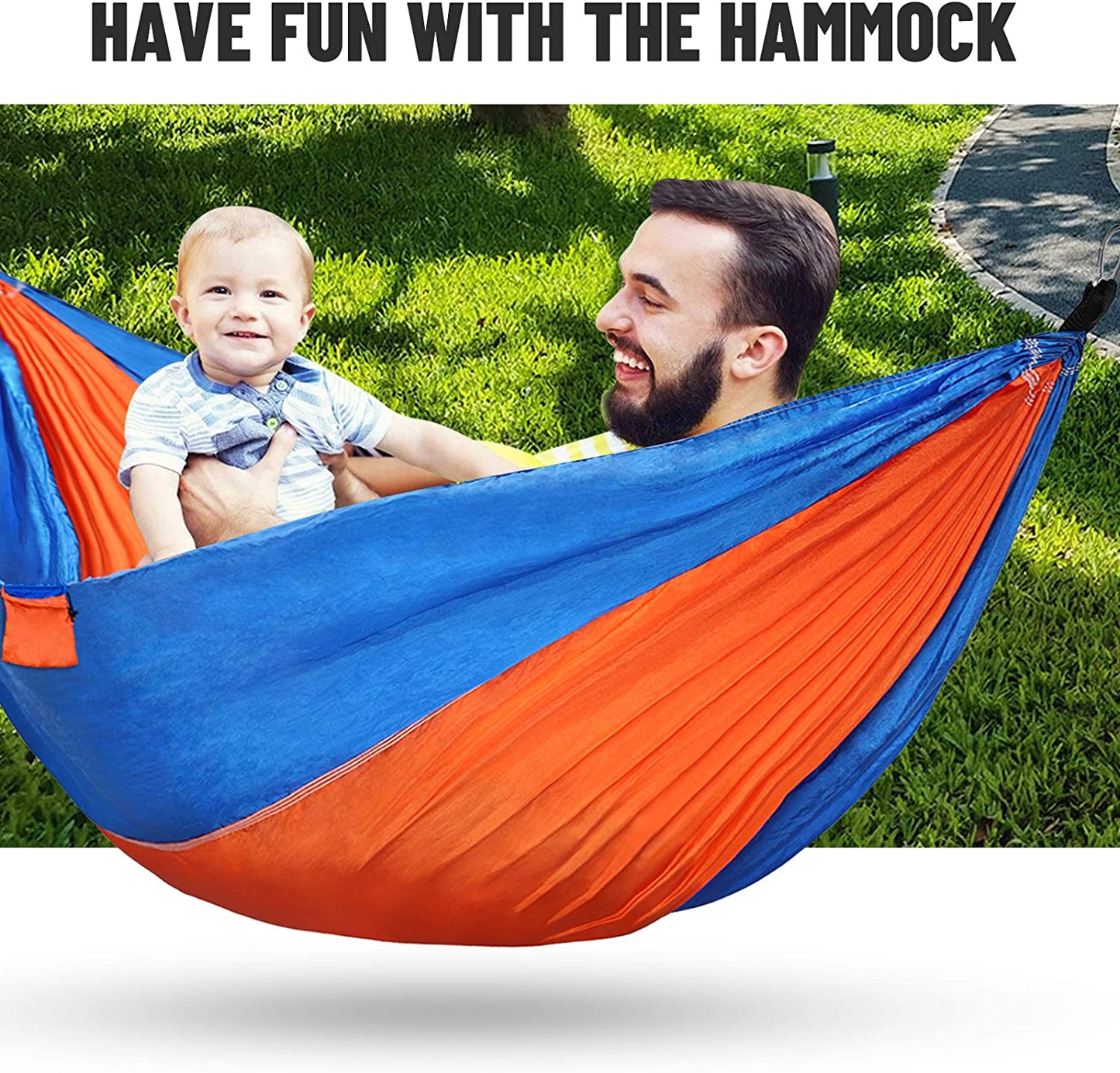 Hammock Camping with Hammock Tree Straps, Portable Outdoor Hammock for Backpacking Travelling Yard Beach