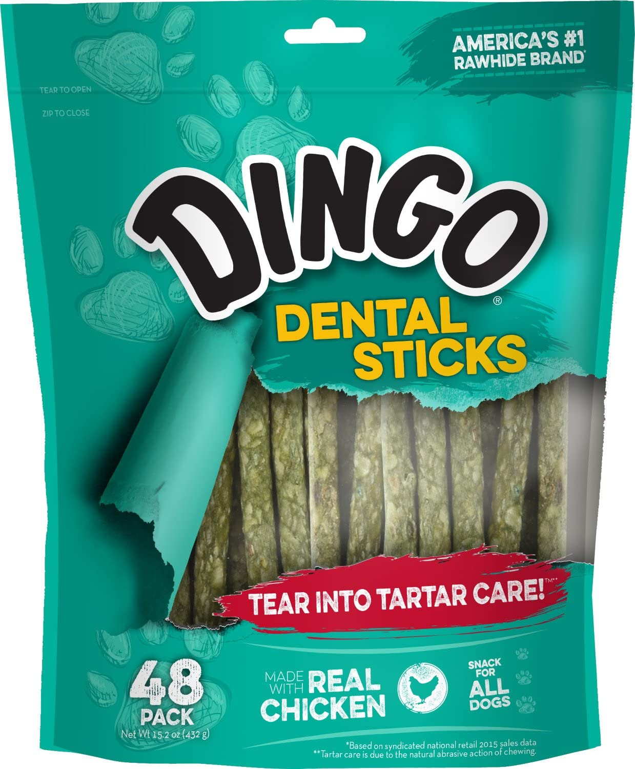 Dingo Tartar and Breath Dental Sticks for All Dogs, 20 Sticks per Pack