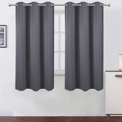 LEMOMO Grey Thermal Blackout Curtains/38 x 63 Inch/Set of 2 Panels Room Darkening Curtains for Bedroom