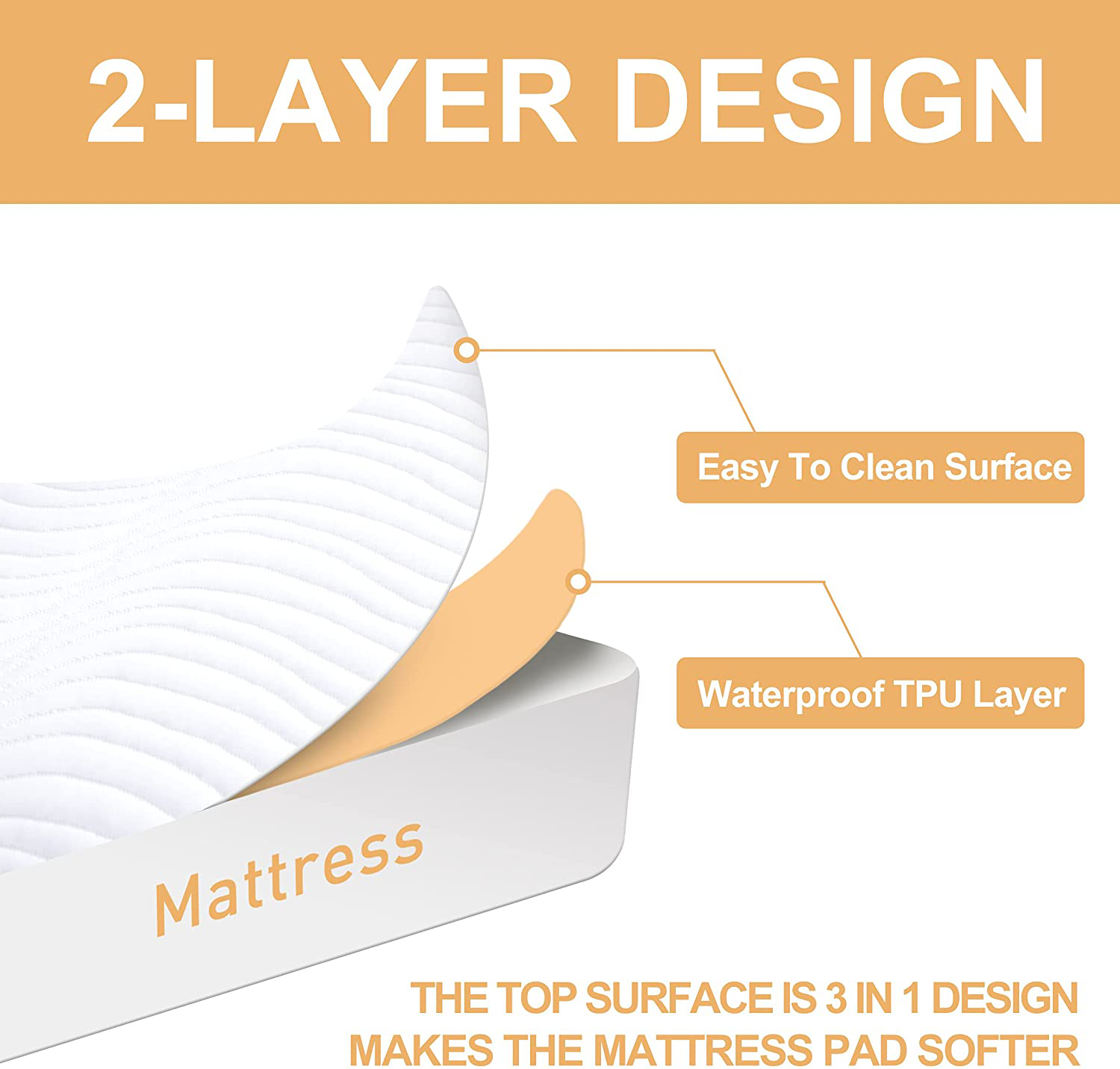 Jadeite star Queen Size Easy to Clean Mattress Pad Waterproof Mattress Protector, Deep Pocket Fitted 8-21 Inches Breathable Noiseless Soft Mattress Cover