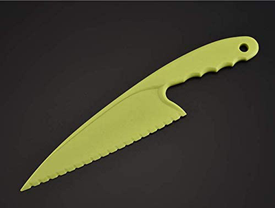 Green Lettuce Knife For Vegetable Cake Bread with Serrated Cutting Edges Kids Safe Chef Nylon Green