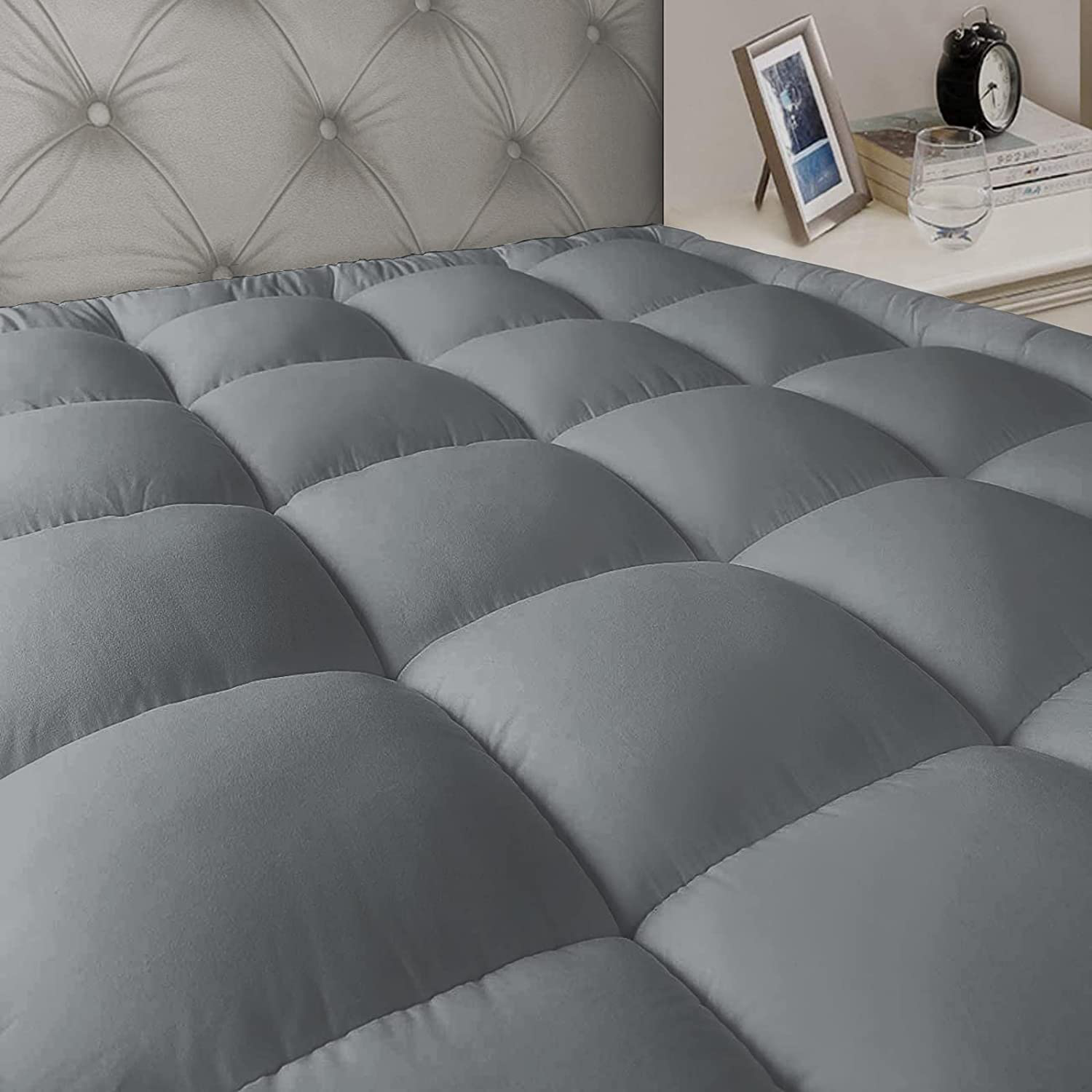 JEAREY Twin Mattress Pad Cover Stretches up 8-21" Deep Pocket - Cooling Overfilled Quilted Fitted Mattress Topper Pillowtop with Snow Down Alternative