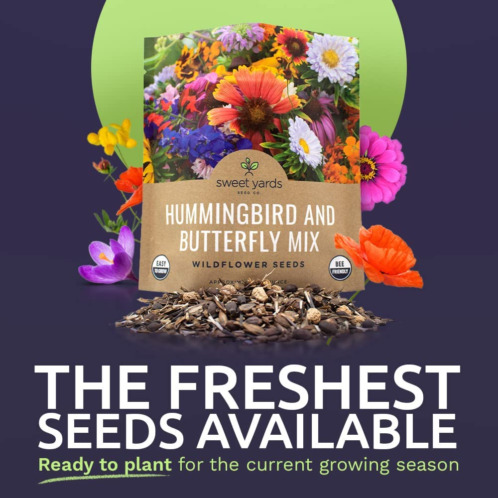 Wildflower Seeds Butterfly and Humming Bird Mix - Large 1 Ounce Packet 7,500+ Seeds - 23 Open Pollinated Annual and Perennial Species